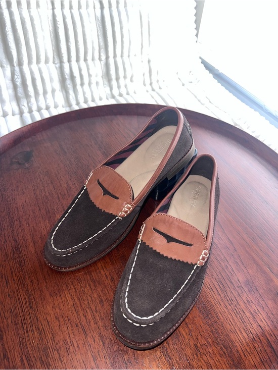 Sperry Shoes - Sperry Brown Suede with Tan Leather Penny Loafers